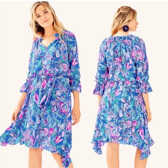 Lilly Pulitzer Dresses & Skirts - NEW Lilly Pulitzer Alyanna Back to Our Roots Ruffle Midi Dress Small